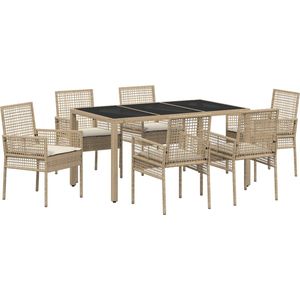vidaXL - Tuinset - Beige - Poly Rattan - 7-delig