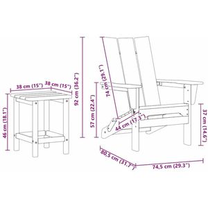 vidaXL - 3-delige Loungeset - Tuinstoelen - Marineblauw - HDPE