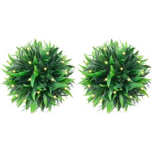 vidaXL Kunstbuxusballen - Groen - Polyethyleen - 2 Stuks 20 cm