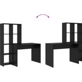 vidaXL Bureau - Zwart Eiken - Bewerkt Hout - Ingebouwde Planken