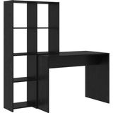 vidaXL Bureau - Zwart Eiken - Bewerkt Hout - Ingebouwde Planken