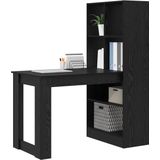 vidaXL Bureau - Zwart Eiken - Hout - Compact met Opslag
