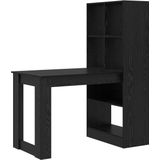 vidaXL Bureau - Zwart Eiken - Hout - Compact met Opslag