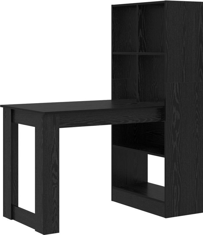 vidaXL Bureau - Zwart Eiken - Hout - Compact met Opslag