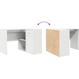 vidaXL - Hoekbureau - Wit - Gelaagd Hout - Compact Ontwerp
