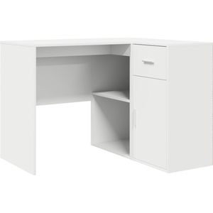 vidaXL - Hoekbureau - Wit - Gelaagd Hout - Compact Ontwerp