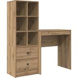 vidaXL Bureau - Eiken Geengineerd Hout - Opbergruimte - Compact 70 x 40 cm