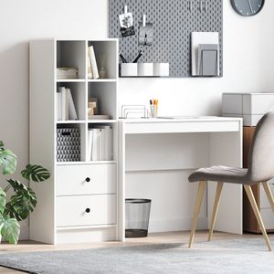 vidaXL - Bureau - Wit - Ingenieuhout - Opbergruimte