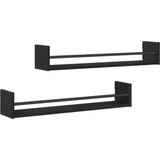 vidaXL Wandkasten - 2 Stuks - Zwart Eiken - Bewerkt Hout