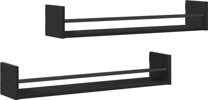 vidaXL Wandkasten - 2 Stuks - Zwart Eiken - Bewerkt Hout