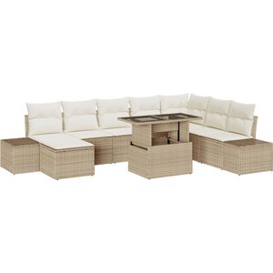 vidaXL - 9-delige Tuinsofa Set - Beige - Poly Riet - Inclusief Kussens