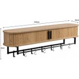 Furnilux - KIRUNA - Wandkapstok - Licht Eiken - 12 Haken - Strak Scandinavisch Design