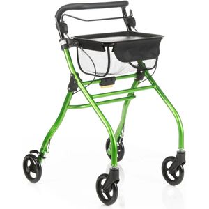 Binnen rollator Plaza Indoor - Dienblad en opbergnetje - Eenhand bediening - Groen
