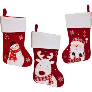 STEGGER - Kerstsokken - Set van 3 - Polyester - Kerstman, Sneeuwpop, Rendier