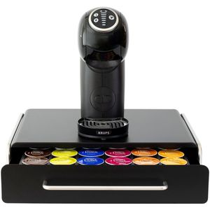Relaxdays capsulehouder voor 36 Dolce Gusto koffiecups, antislip lade, koffiecuphouder, HBD: 8x33.5x32 cm, zwart