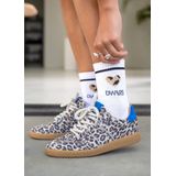 DWRS - Poona Leopard - Sneakers - Zand/Kobalt - Leer
