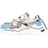 DWRS - Jupiter - Chunky Leren Sneakers - Beige/Blauw