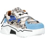 DWRS - Jupiter - Chunky Leren Sneakers - Beige/Blauw