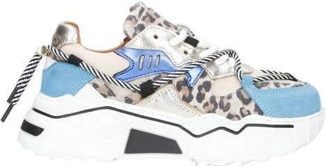DWRS - Jupiter - Chunky Leren Sneakers - Beige/Blauw