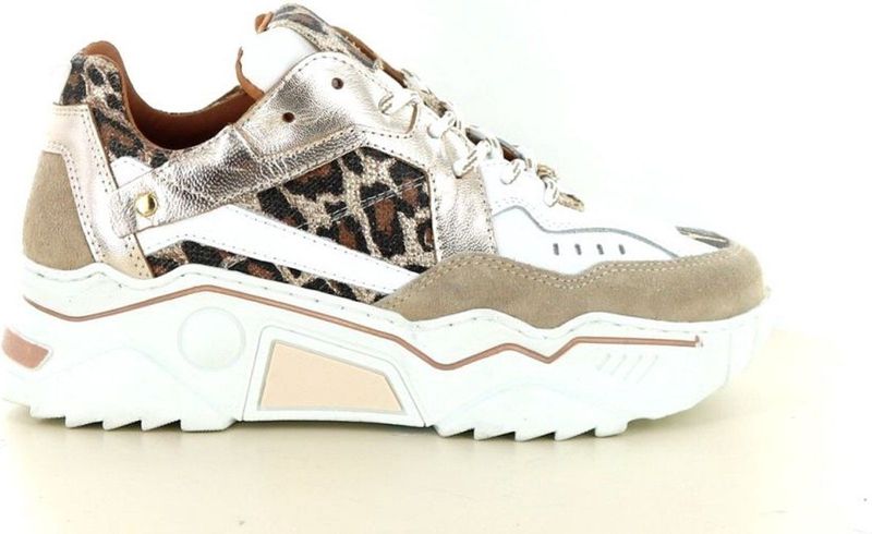DWRS Label - Pluto Leopard Sneakers - Wit en Zand - Dames