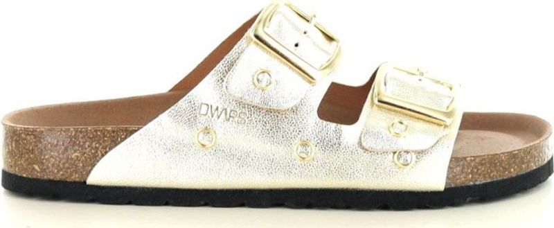 DWRS - Madrid - Gezondheidsslippers - Champagnekleurig - Leren Band