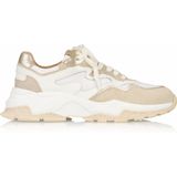 DWRS Dames Sneakers Chester - Zand en Goud Leer