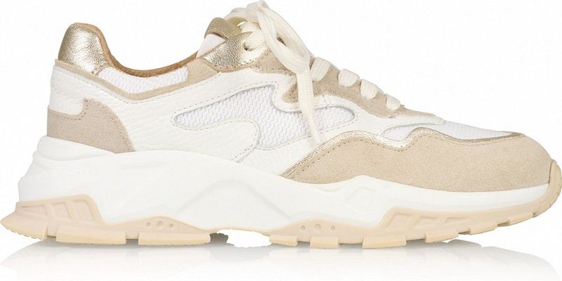DWRS Dames Sneakers Chester - Zand en Goud Leer