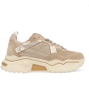 DWRS - PLUTO - Sneakers - Beige - Chunky Hak - Vetersluiting