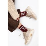 DWRS - PLUTO - Sneakers - Beige - Chunky Hak - Vetersluiting