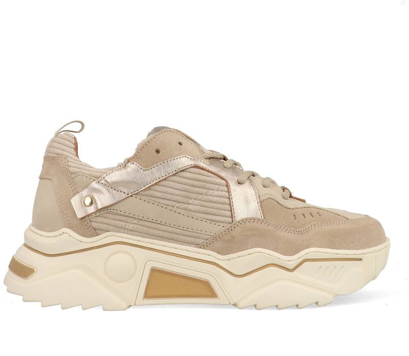 DWRS - PLUTO - Sneakers - Beige - Chunky Hak - Vetersluiting