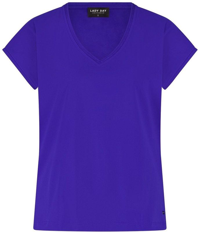 Lady Day - Mira - Shirt - Cobalt Blue - Korte Mouw - V-hals