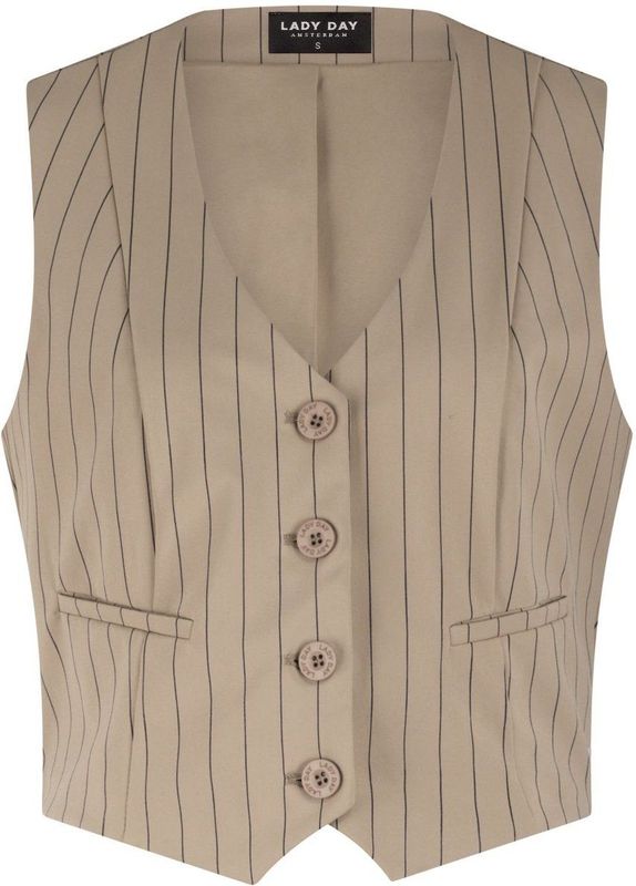 Lady Day - Vest - Beige - Krijtstreep Ontwerp - Polyamide