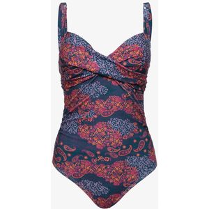 Osaga - Voorgevormd Dames Badpak - Blauw - Paisley- en Bloemenprint