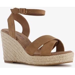 Blue Box dames espadrilles met hoge sleehak bruin - Maat 37