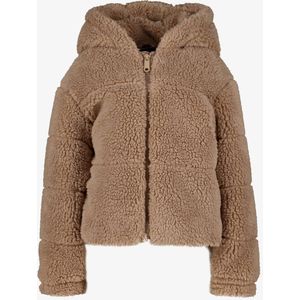TwoDay meisjes teddy jas met capuchon lichtbruin - Maat 92