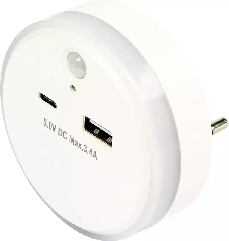 Benson - Nachtlamp - Warm Wit - 17 Watt - USB-A en USB-C Poorten