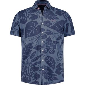 NZA - Grijsblauw overhemd met navy bloemenprint