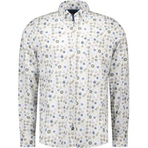 NZA - Ecru katoenen stretch overhemd met bloemenprint