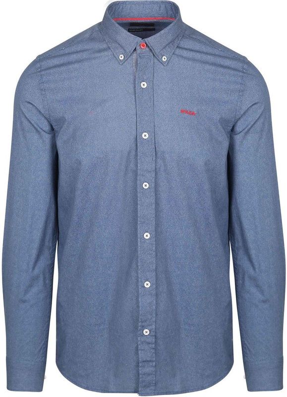 NZA - Blauw - Katoenen Stretch Overhemd - Regular Fit