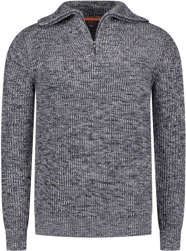 NZA - Blauwe katoenen half zip trui
