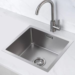 Nurion - Spoelbak RVS 50 x 40 - Spoelbak Keuken - zonder Kraangat - Duurzaam Roestvrij Staal