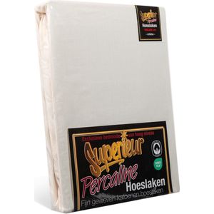 Superieur Hoeslaken - 180x210/220 cm - Crème - 100% katoen