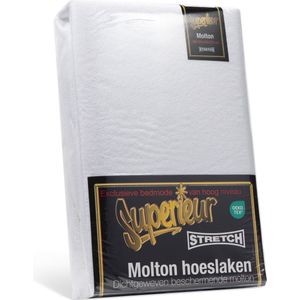 Superieur - Molton Matras Hoeslaken - 180x200 cm - Katoenen Matrasbeschermer - Hoge Hoek - Extra Zware Hotelkwaliteit