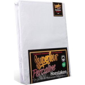 Superieur Hoeslaken - 100x200 cm - Wit - 100% katoen
