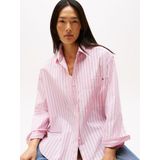 TOMMY HILFIGER - Blouse - Rosa/Zwart/Wit - Klassieke Blouse - Oversized