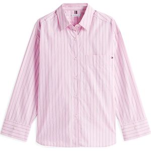 TOMMY HILFIGER - Blouse - Rosa/Zwart/Wit - Klassieke Blouse - Oversized