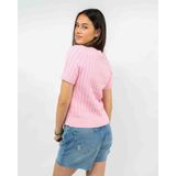 Tommy Hilfiger - Cable Crewneck - Korte Mouwen - Roze - Sweaters