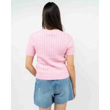Tommy Hilfiger - Cable Crewneck - Korte Mouwen - Roze - Sweaters