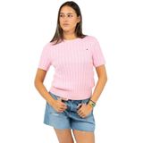 Tommy Hilfiger - Cable Crewneck - Korte Mouwen - Roze - Sweaters
