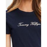 Tommy Hilfiger S/S T-shirt voor dames, Blauw (Donker Nacht Marine), XXS